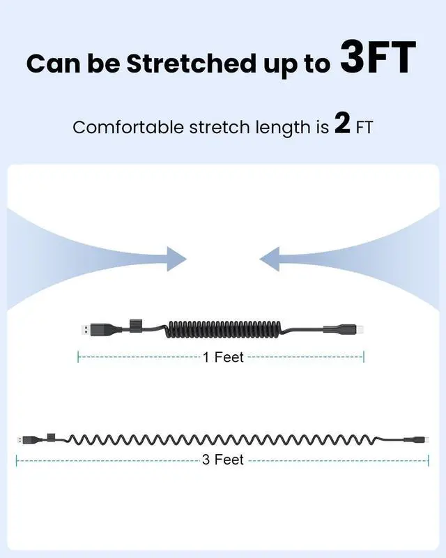 Alt view image 5 of 7 - Coiled USB C Cable CarPlay Cable for iPhone 16 15 Pro Max Plus  USB C/A to Type C Car Charger Cord for  Android Auto & More (3FT 2Pack)