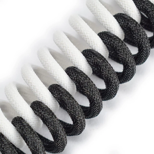 Alt view image 2 of 6 - Braided Keyboard Cables 1.5m Coiled Type-C to USB A with Detachable Aviator Connector.for Gaming Keyboard/Tablet (White)