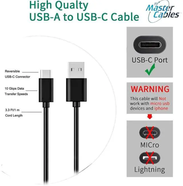 Alt view image 4 of 7 - USB C to USB A Connection Cable  Fast Charging Up to 3A & High-Speed Data Transfer  USB 3.1 Type C Male to USB 2.0 Type A Male Cable for Charging Cell Phones & Tablets - Black 3.3 ft