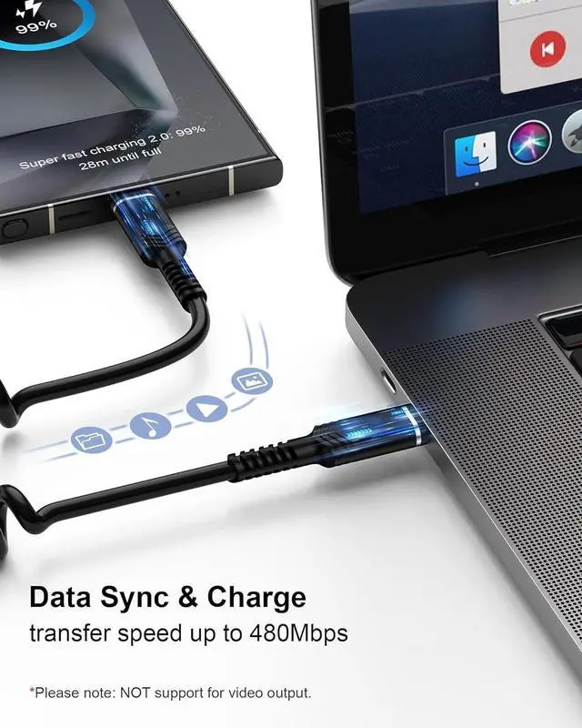 Alt view image 6 of 7 - 4FT Coiled USB C to USB C Cable Retractable 2-Pack USB C Fast Charging Cable Car Short Coiled Type C Cable for iPhone 16e/16/16 Pro/15/15 Plus/15 Pro Galaxy S24/S23/S22 and More Type C Devices