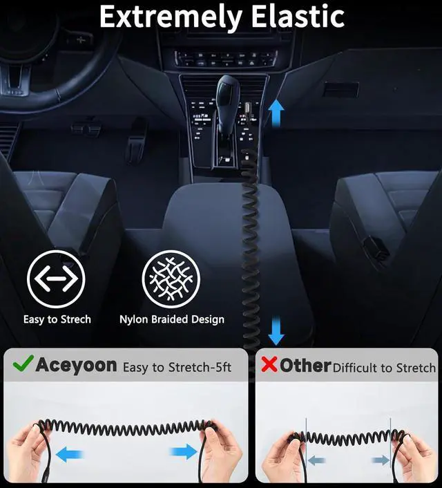 Alt view image 4 of 7 - 3FT Coiled USB C Cable 2Pack 90 Degree Braided USB C to Type C Charger Cable for Car 100W Charging Cord Compatible with iPhone 16 15 iPad  Galaxy Google Pixel Moto LG TCL Phones