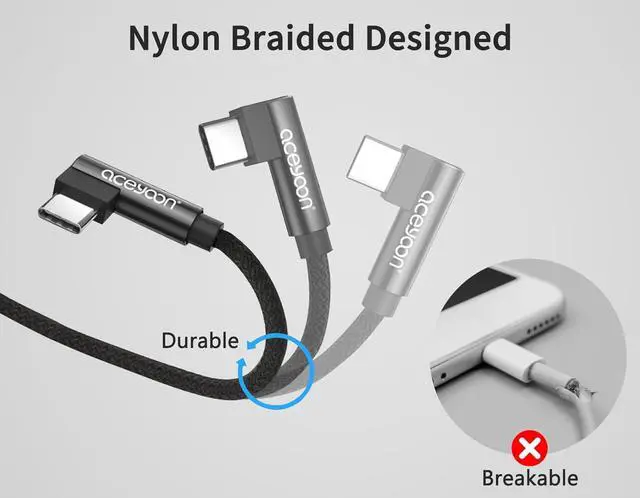 Alt view image 3 of 7 - 3FT Coiled USB C Cable 2Pack 90 Degree Braided USB C to Type C Charger Cable for Car 100W Charging Cord Compatible with iPhone 16 15 iPad  Galaxy Google Pixel Moto LG TCL Phones