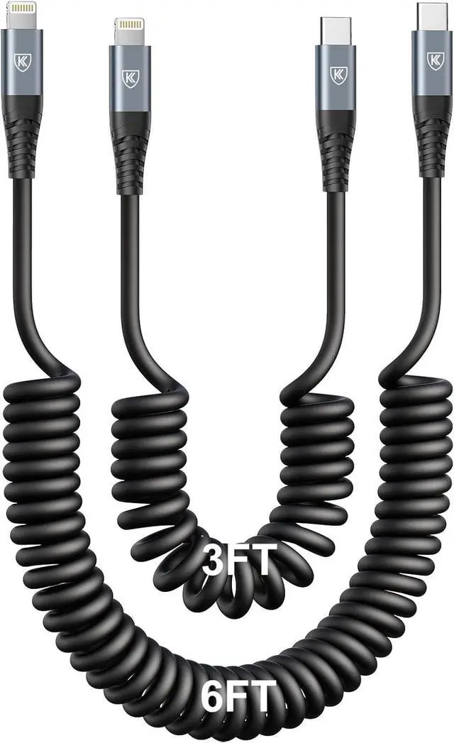 Main image of USB C to Lightning Cable [3FT+6FT] 2Pack Coiled iPhone Charger Cable Fast Charging for Car [ MFi Certified] Short USBC iPhone Cord Compatible with iPhone14/13/12/11 Pro Max/8/Plus/iPad/CarPlay