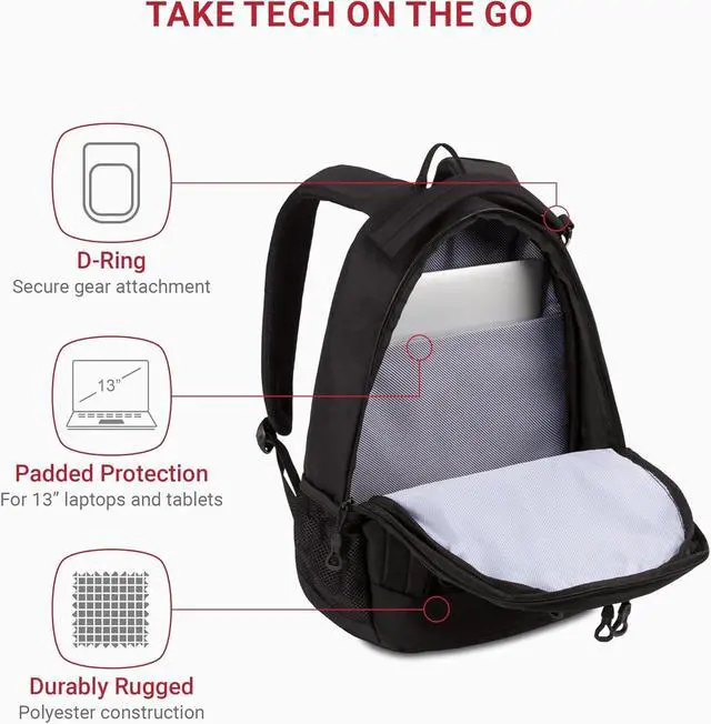 Alt view image 2 of 7 - 1186 Bungee Backpack Black 17-Inch