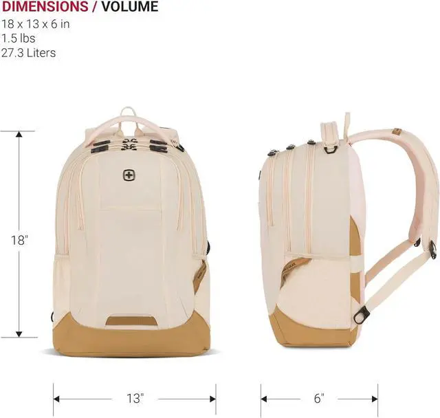 Alt view image 5 of 7 - Cecil 5505 Laptop Backpack Cream/Warm Sand 18-Inch