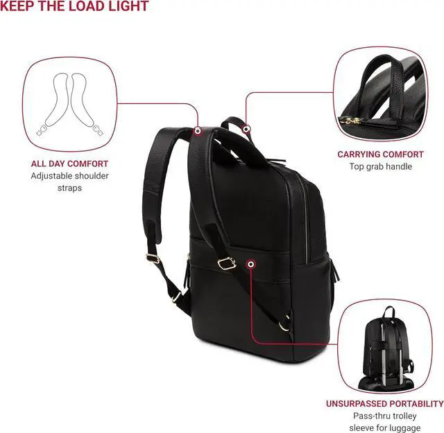 Alt view image 3 of 7 - Serenity Luxe Womens Laptop Backpack Black 16 Inches