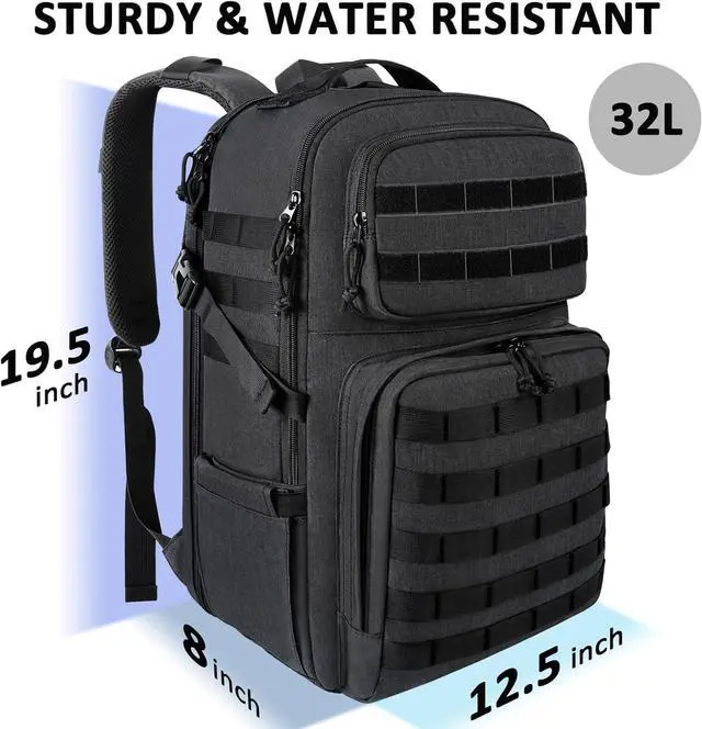 Alt view image 4 of 7 - 17 inch Laptop Backpack Large Military Tactical Backpack for Men TSA Approved Water Resistant Gym Daypacks Computer Bag Carry on Travel Rucksack for Work Army Camping Hiking