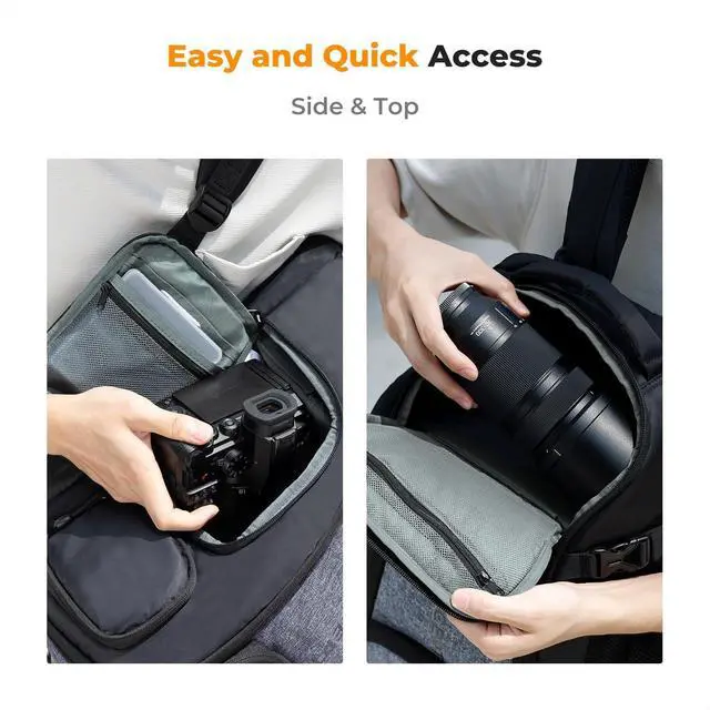 Alt view image 3 of 6 - Camera Backpack 25L Large Capacity Camera Bag for Photographers with Raincover and 15.6 Inch Laptop Compartment Compatible for Canon/Nikon//DJI Mavic Drone