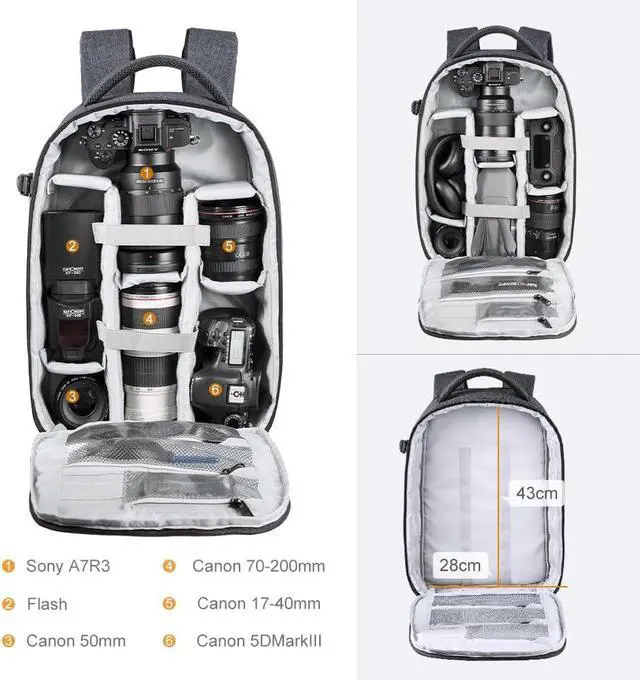 Alt view image 3 of 7 - Camera Backpack Professional DSLR Camera Bag Waterproof Photography Bag for DSLR Cameras 15 inch with Laptop/Tripod/Lenses Large Capacity Bag