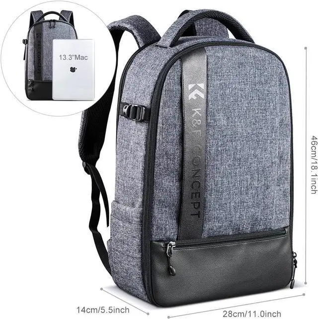 Alt view image 6 of 7 - Camera Backpack Professional DSLR Camera Bag Waterproof Photography Bag for DSLR Cameras 15 inch with Laptop/Tripod/Lenses Large Capacity Bag
