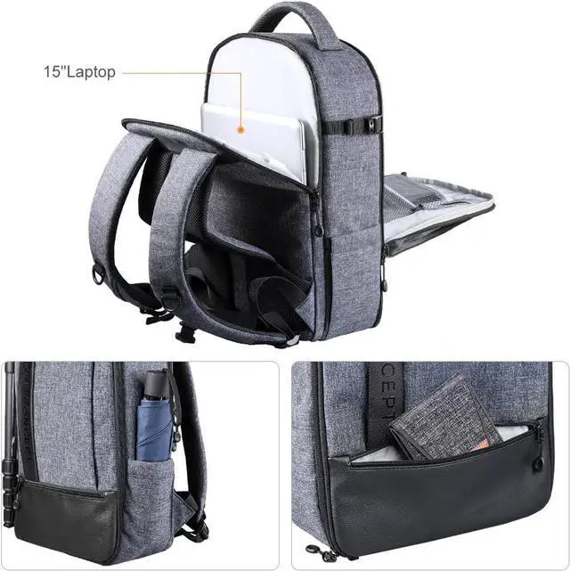 Alt view image 5 of 7 - Camera Backpack Professional DSLR Camera Bag Waterproof Photography Bag for DSLR Cameras 15 inch with Laptop/Tripod/Lenses Large Capacity Bag