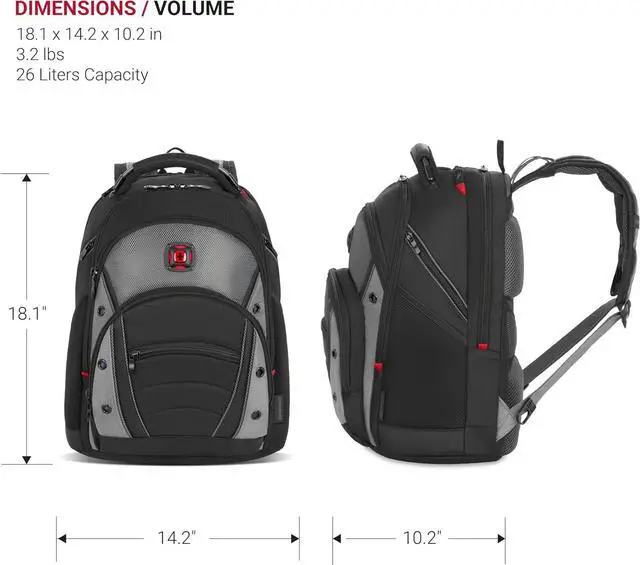 Alt view image 5 of 6 - Wenger Synergy Laptop Backpack, Fits 16 Inch Laptop, Men's and Women's Laptop Bag, Black/Grey