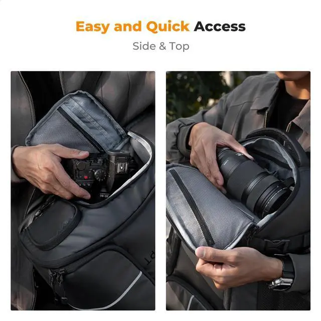 Alt view image 3 of 7 - Camera Backpack 25L Large Capacity Camera Bag for Photographers with Raincover and 15.6 Inch Laptop Compartment Compatible for Canon/Nikon//DJI Mavic Drone