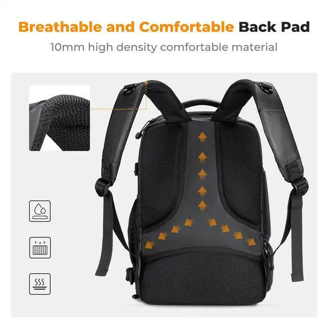 Alt view image 4 of 7 - Camera Backpack 25L Large Capacity Camera Bag for Photographers with Raincover and 15.6 Inch Laptop Compartment Compatible for Canon/Nikon//DJI Mavic Drone