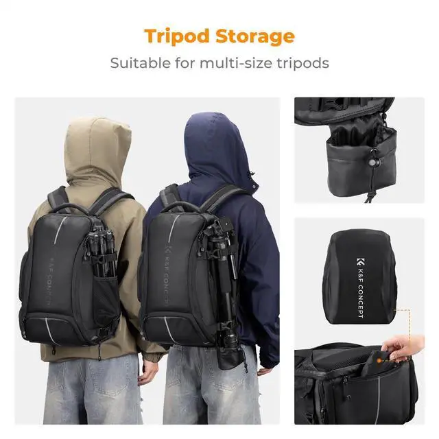 Alt view image 5 of 7 - Camera Backpack 25L Large Capacity Camera Bag for Photographers with Raincover and 15.6 Inch Laptop Compartment Compatible for Canon/Nikon//DJI Mavic Drone