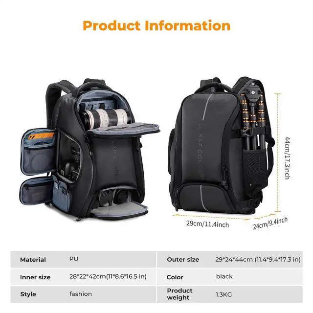 Alt view image 7 of 7 - Camera Backpack 25L Large Capacity Camera Bag for Photographers with Raincover and 15.6 Inch Laptop Compartment Compatible for Canon/Nikon//DJI Mavic Drone