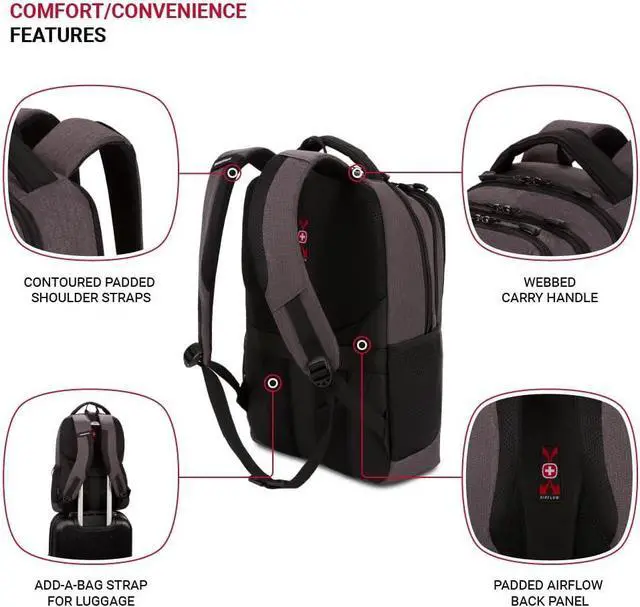 Alt view image 2 of 6 - 5668 Laptop Backpack Dark Grey Heather 18.25 Inches