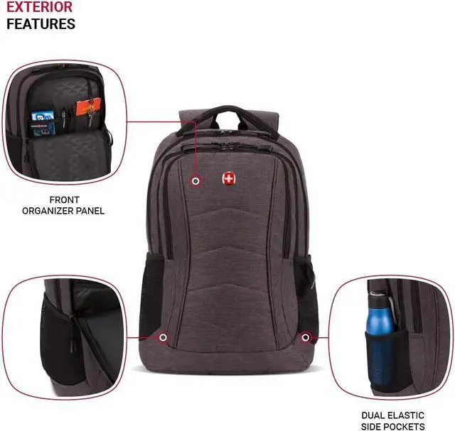 Alt view image 3 of 6 - 5668 Laptop Backpack Dark Grey Heather 18.25 Inches