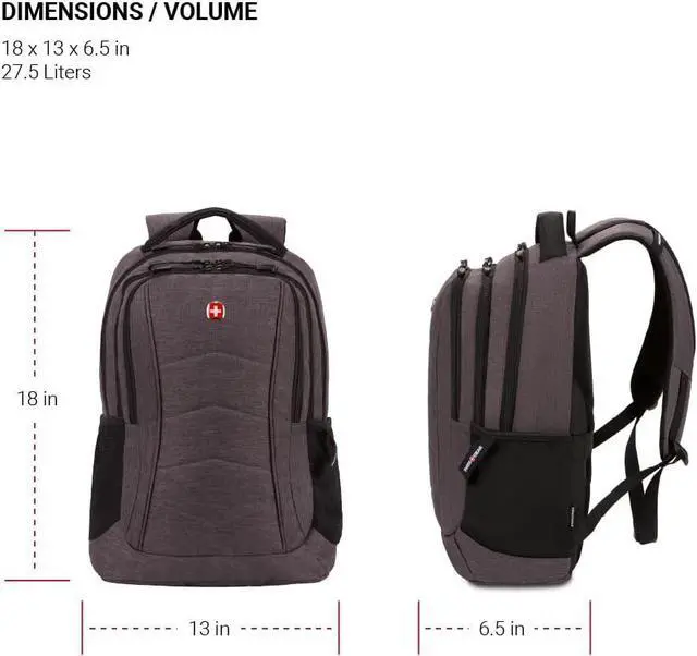 Alt view image 5 of 6 - 5668 Laptop Backpack Dark Grey Heather 18.25 Inches