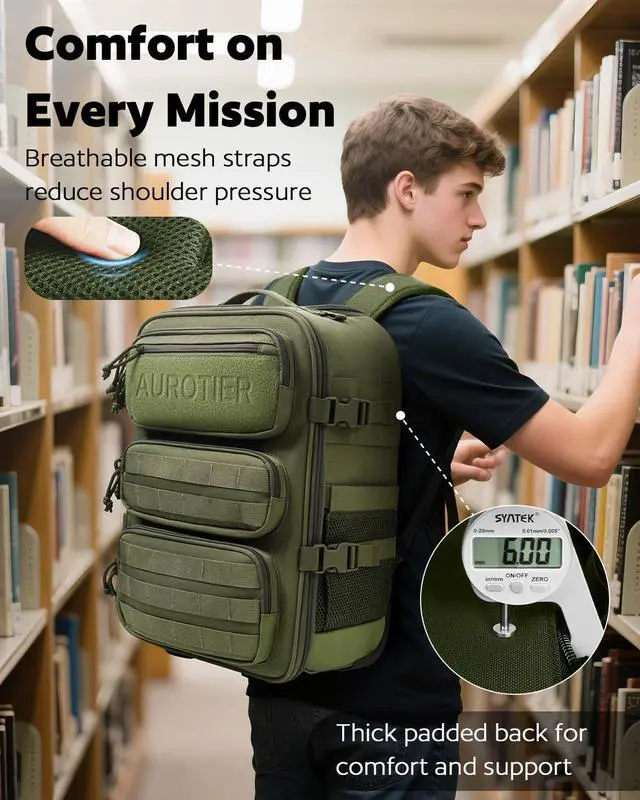 Alt view image 4 of 7 - Rolling Tactical Laptop Backpack Underseat Travel Backpack with Wheels 17 Inch Wheeled Military Computer Backpack for Men and Women Roller Overnight Molle Outdoor Hiking College Carry on Luggage