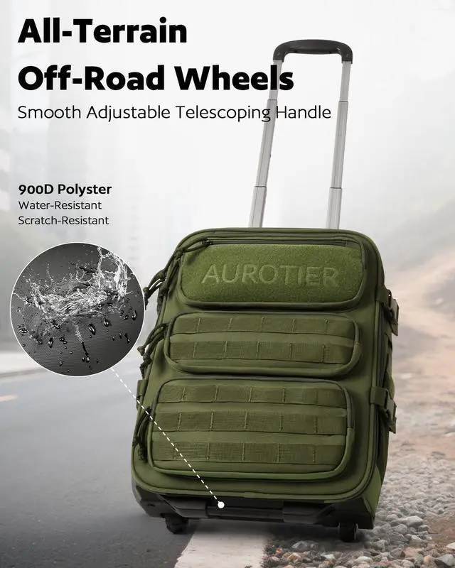 Alt view image 6 of 7 - Rolling Tactical Laptop Backpack Underseat Travel Backpack with Wheels 17 Inch Wheeled Military Computer Backpack for Men and Women Roller Overnight Molle Outdoor Hiking College Carry on Luggage