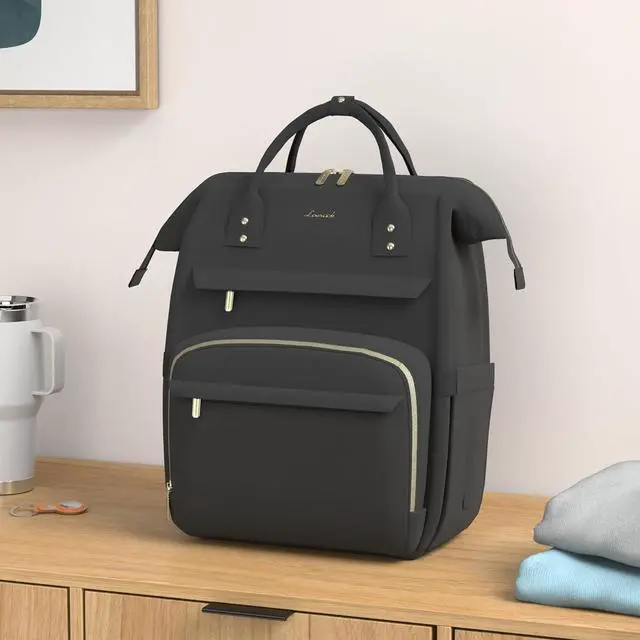 Alt view image 2 of 7 - 17.3 Inch Laptop Backpack Large Travel Backpack for Women Water Resistant Teacher Backpack with Laptop Compartment Professional Business Work bags with Charger Black