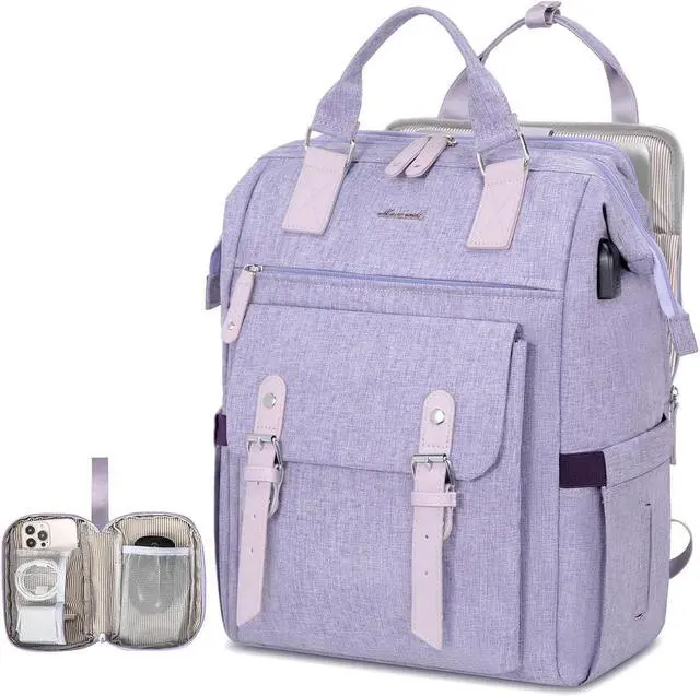 Main image of Laptop Backpack Travel Bag with 17.3 inch Laptop Compartment Water Resistant Teacher Nurse Doctor Work Bag Anti-theft Daypack Purple