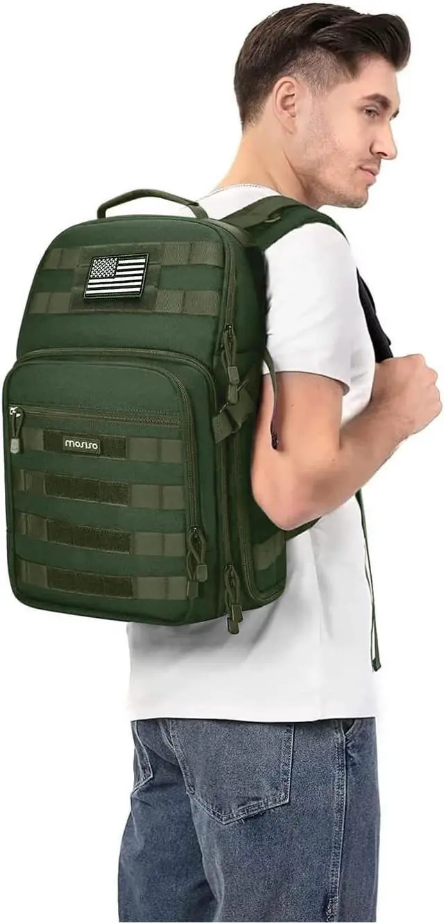 Alt view image 6 of 7 - Camera Backpack DSLR/SLR/Mirrorless Tactical Camera Bag Case with Laptop Compartment Compatible with Canon/Nikon/ Army Green