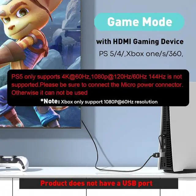 Alt view image 3 of 7 - HDMI to DisplayPort Adapter (4K 60Hz 1080p 120Hz) Uni-Directional HDMI Male to DP Female Converter for Monitor Compatible with GPU Laptop AMD NVIDIA PS5 Xbox and More - 1 Pack