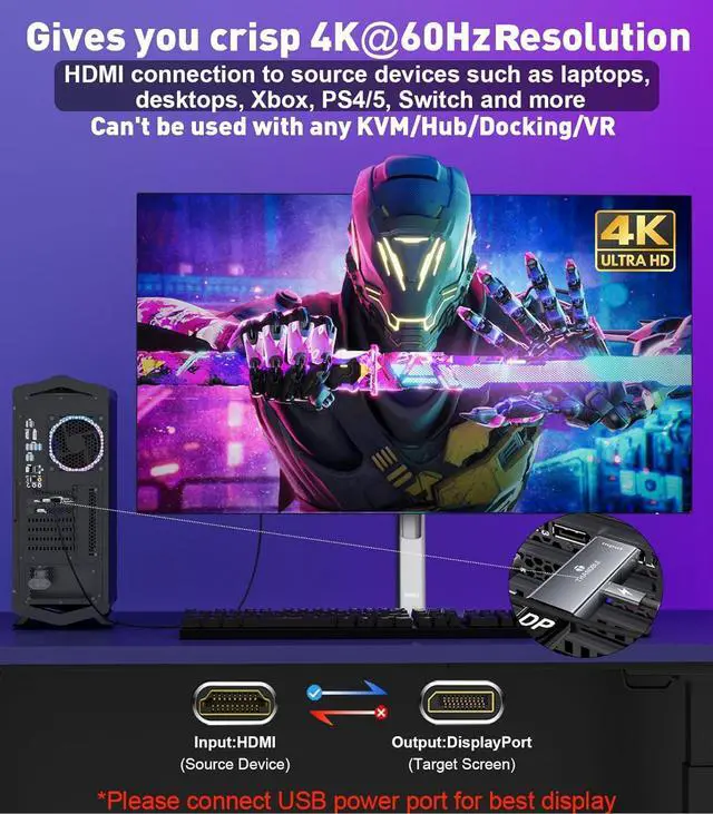 Alt view image 2 of 7 - DisplayPort to HDMI Splitter for Multi Monitor Adapter HDMI Splitter Extended Display 1 in 3 Out MST Hub (4K@60Hz) for Extended or Cloned Display Mode DP to 3X HDMI Port with PC NVIDIA AMD