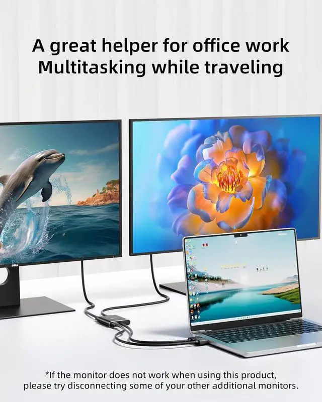 Alt view image 3 of 7 - Displayport to Dual DisplayPort Splitter Adapter 4K60Hz MST Displayport hub 1 in 2 Out Display Port for Dual Monitors DP1.4 Display Port Splitter for Desktop Laptop Extend Display