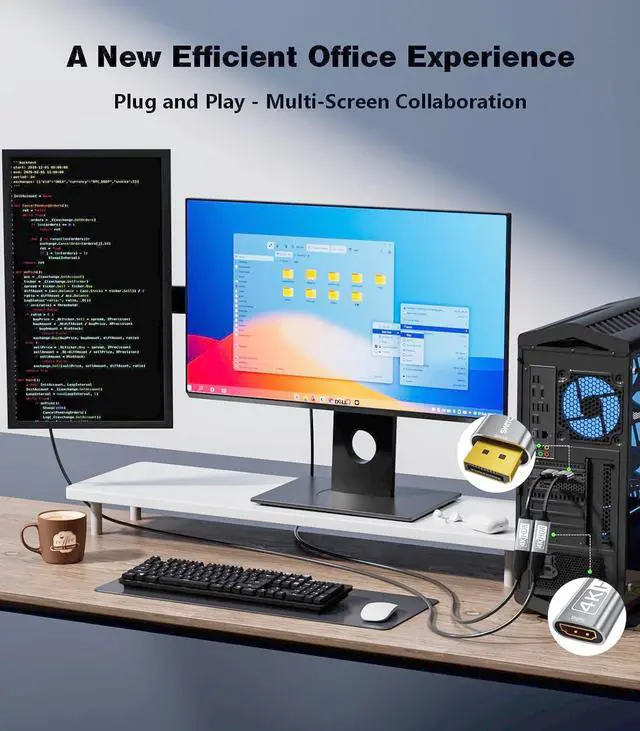 Alt view image 5 of 7 - Active DisplayPort to HDMI Adapter (4K@60Hz 1440P/2K@120Hz) Uni-Directional DP 1.2 to HDMI 2.0 Converter Male to Female Compatible with AMD NVIDIA Desktops and Gaming Monitors