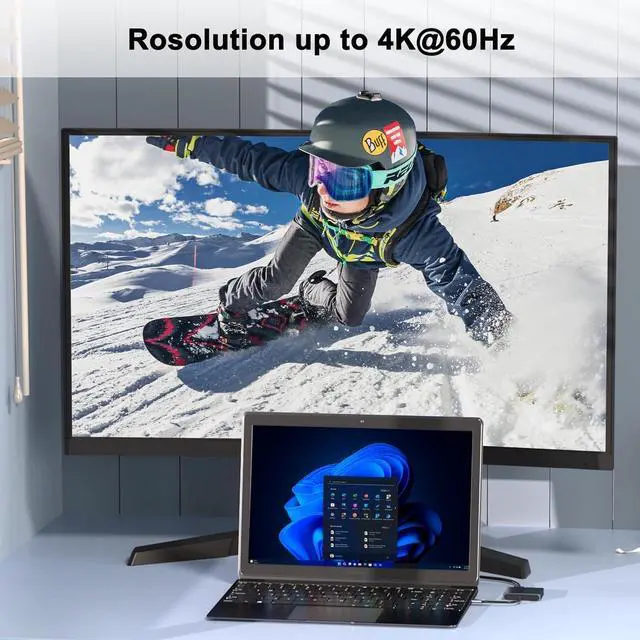 Alt view image 3 of 7 - USB C to Dual DisplayPort Adapter 4K@60Hz Displayport Splitter Display Port to USB C Displayport MST Hub Display Port Splitter for Dual Monitors DisplayPort Hub for //HP etc