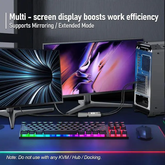 Alt view image 4 of 7 - DisplayPort 1.4 to HDMI 2.1 Adapter [8K@60Hz 4K@120Hz] Unidirectional DP Source to HDMI Display Converter Display Port Adapter for PC RTX/AMD Card - Not Work with PS5