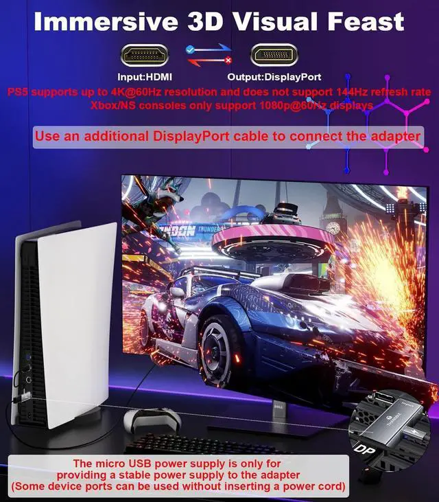 Alt view image 3 of 7 - DisplayPort to HDMI Splitter for Multi Monitor Adapter HDMI Splitter Extended Display 1 in 3 Out MST Hub (4K@60Hz) for Extended or Cloned Display Mode DP to 3X HDMI Port with PC NVIDIA AMD