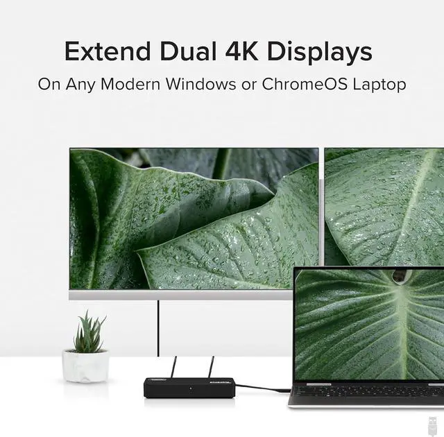 Alt view image 2 of 7 - 4K DisplayPort and HDMI Dual Monitor Adapter for USB 3.0 and USB-C Compatible with Windows and ChromeOS