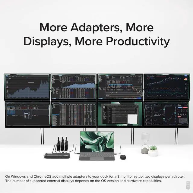 Alt view image 4 of 7 - 4K DisplayPort and HDMI Dual Monitor Adapter for USB 3.0 and USB-C Compatible with Windows and ChromeOS