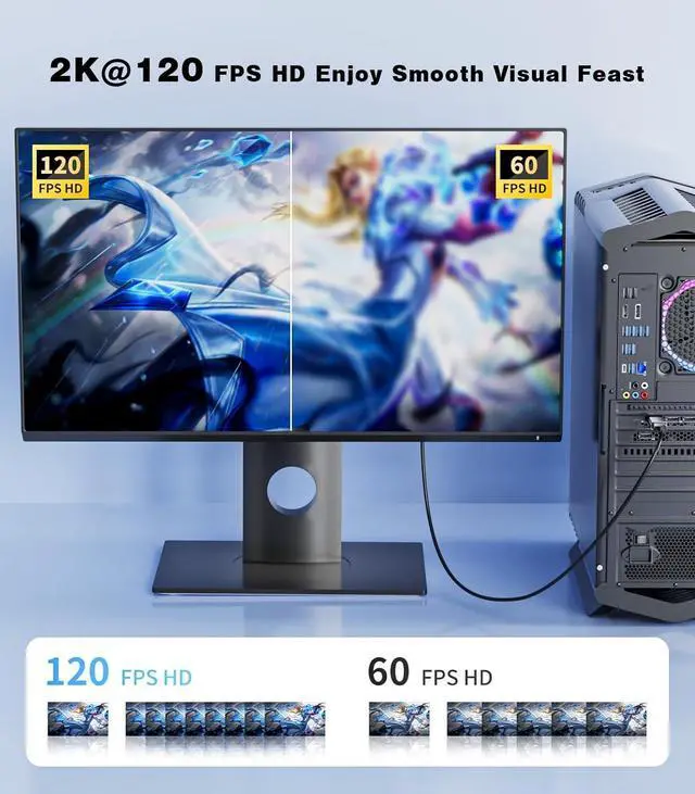 Alt view image 3 of 7 - 1-Pack DisplayPort 1.2 to HDMI 2.0 Adapter (4K@60Hz 1440P/2K@120Hz) Uni-Directional DP (Source) to HDMI (Display) Converter Compatible with PC Desktop AMD NVIDIA and Gaming Monitors