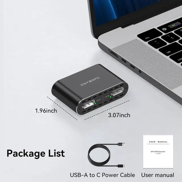 Alt view image 7 of 7 - DisplayPort to Dual DisplayPort Splitter Dual 4K120Hz or 4K144Hz+4K60Hz Extend/Copy Display Adapter SST/MST Display Port Splitter for 2 Monitors (macOS only Supports SST Mode)