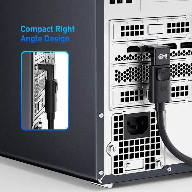 Alt view image 2 of 7 - 4K@240Hz Right Angle DisplayPort 1.4 Adapter 8K DisplayPort 90 Degree Adapter Black