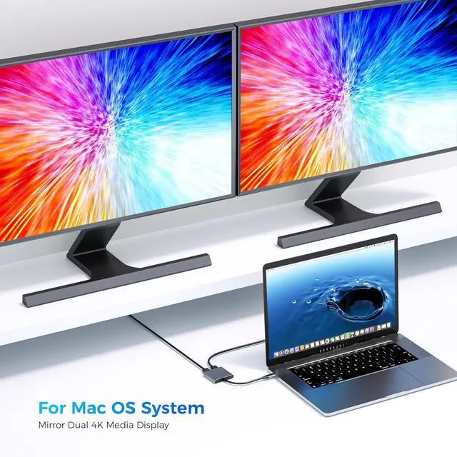 Alt view image 4 of 7 - USB C to DisplayPort(DP) and HDMI Adapter Dual Monitor Adapter for  HP Surface Laptops Thunderbolt 3/USB C Type C to HDMI DP Hub Dongle 4K @60hz