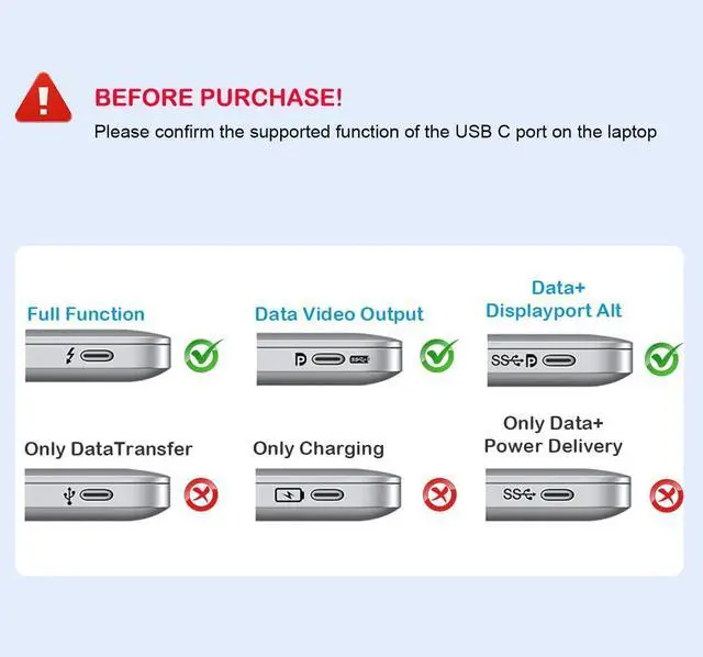 Alt view image 6 of 7 - USB C to DisplayPort(DP) and HDMI Adapter Dual Monitor Adapter for  HP Surface Laptops Thunderbolt 3/USB C Type C to HDMI DP Hub Dongle 4K @60hz