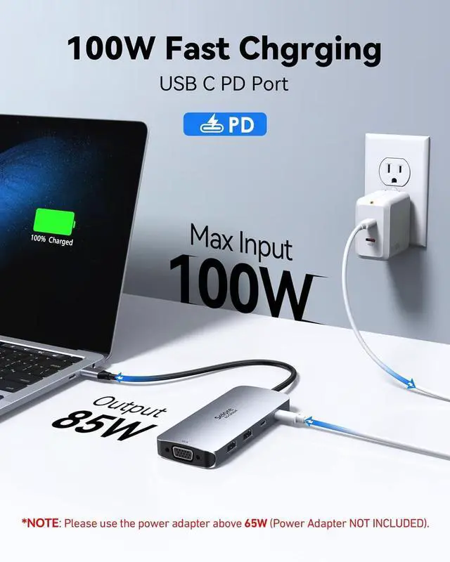 Alt view image 5 of 6 - USB C Docking Station Dual Displayport Monitor, USB C Hub Displayport with 2 DP, HDMI, VGA, PD Charging, USB A&C 2.0 Ports Multi Monitors Adapter for Dell/HP/Lenovo, etc