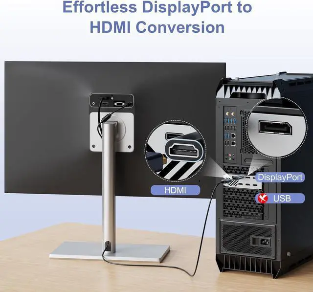Alt view image 5 of 7 - 4K DisplayPort to HDMI Adapter 6 Pack Display Port Male to HDMI Female Adapter Uni-Directional 4K@30Hz 2K@60Hz UHD DP PC to HDMI Viedo Convert for Monitor Desktop  HDTV Laptop TV Projector