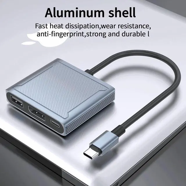 Alt view image 4 of 7 - USB C to DisplayPort Multiport Adapter Dock 3-in-1 Type C Hub with 1xDP 1.4 + 1xUSB 2.0 + 1xPD Charging Port(Type C) 8K 60Hz/ 100W PD/DP ALT Mode Supported