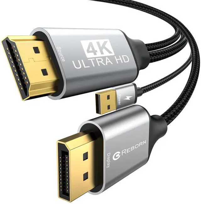 Main image of Active HDMI to DisplayPort Cable (4K 60Hz 1080p@120Hz) 6FT Uni-Directional HDMI Source to DP Monitor Adapter Display Port Cord Compatible with PC Laptop AMD NVIDIA PS5 Xbox