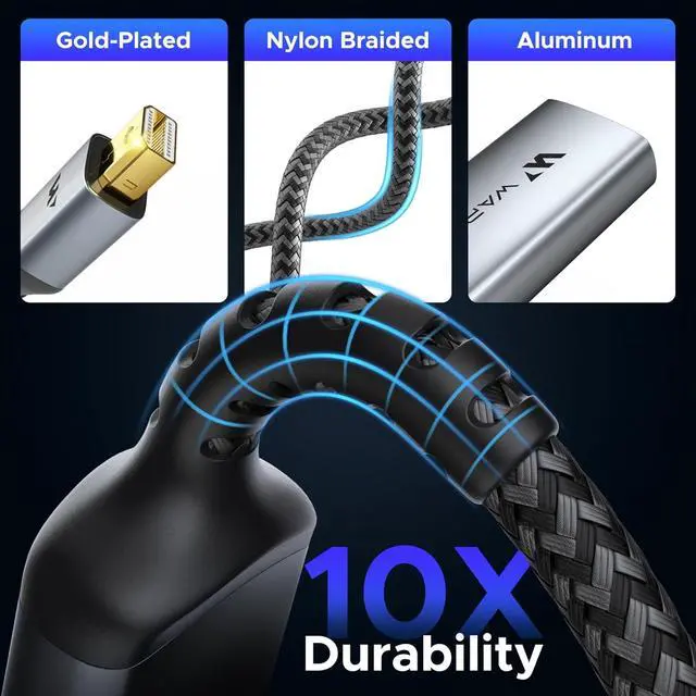 Alt view image 3 of 6 - 4K Mini DisplayPort to HDMI Adapter [UHD Gold-Plated Plug Aluminum Case Super Slim] Thunderbolt to HDMI Converter Compatible for MacBook Air/Pro Surface Pro/Dock Monitor/Projector