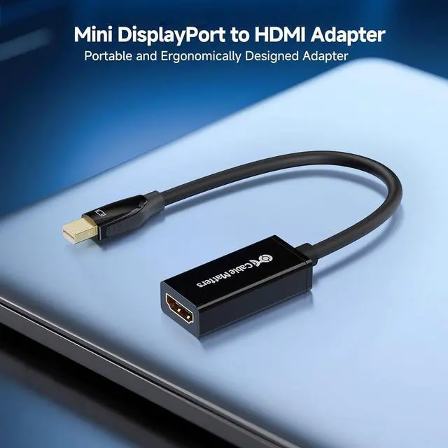 Alt view image 2 of 7 - Mini DisplayPort to HDMI Adapter (Mini DP to HDMI) in Black - Thunderbolt and Thunderbolt 2 Port Compatible