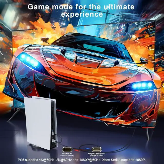 Alt view image 3 of 7 - Active HDMI to DisplayPort Cable (4K 60Hz 1080p@120Hz) 6FT Uni-Directional HDMI Source to DP Monitor Adapter Display Port Cord Compatible with PC Laptop AMD NVIDIA PS5 Xbox