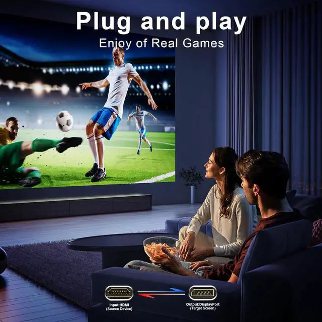 Alt view image 4 of 7 - Active HDMI to DisplayPort Cable (4K 60Hz 1080p@120Hz) 6FT Uni-Directional HDMI Source to DP Monitor Adapter Display Port Cord Compatible with PC Laptop AMD NVIDIA PS5 Xbox